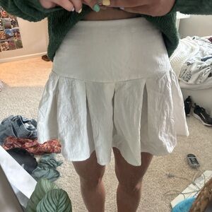 URBAN Romantics Cream Mini Skater Skirt Pleated Casual